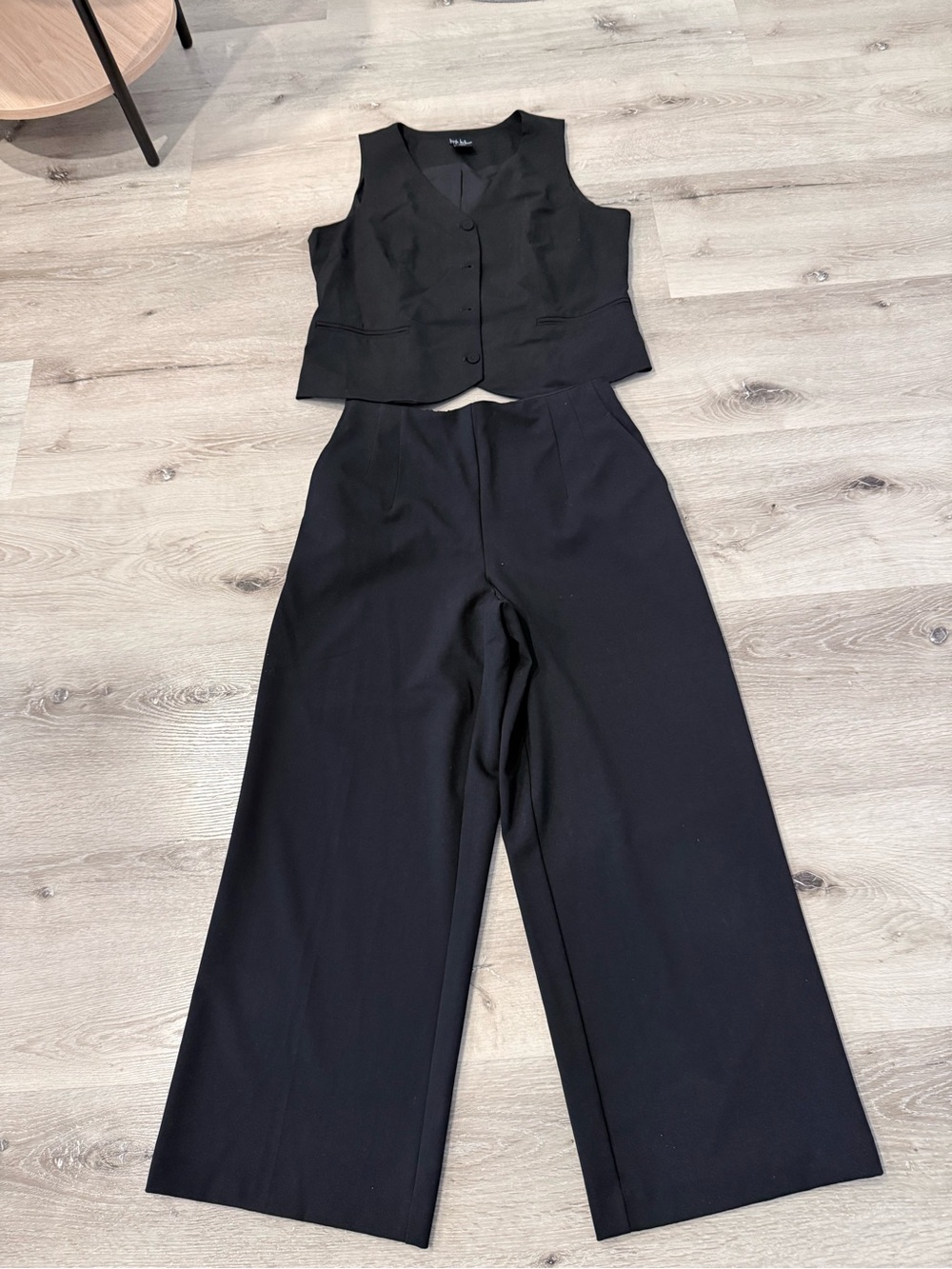 Nicole Miller Black Wide-Leg Pants with Matching Vest